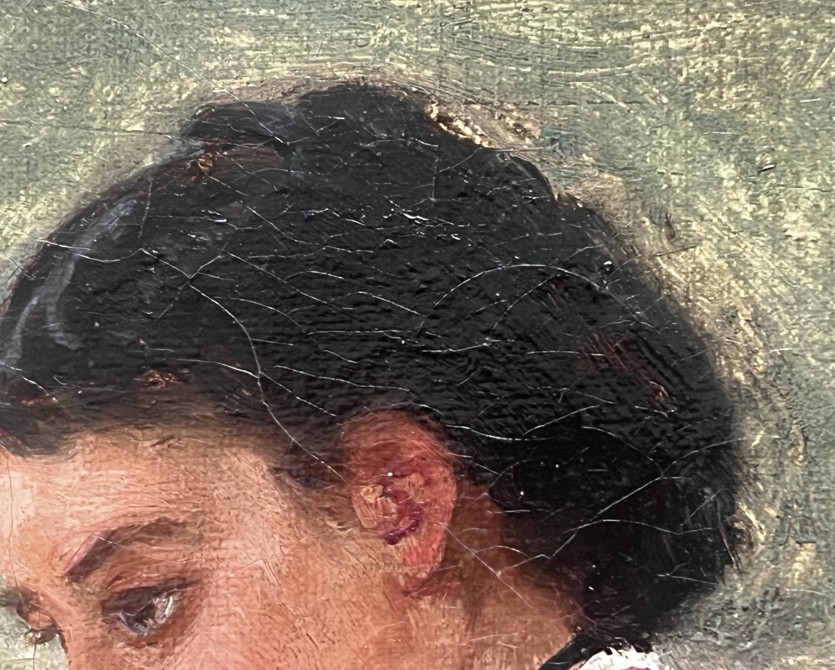 Tableau Espagne  catalan portrait femme peinture signée Felipe Maso 1851-1929-photo-2