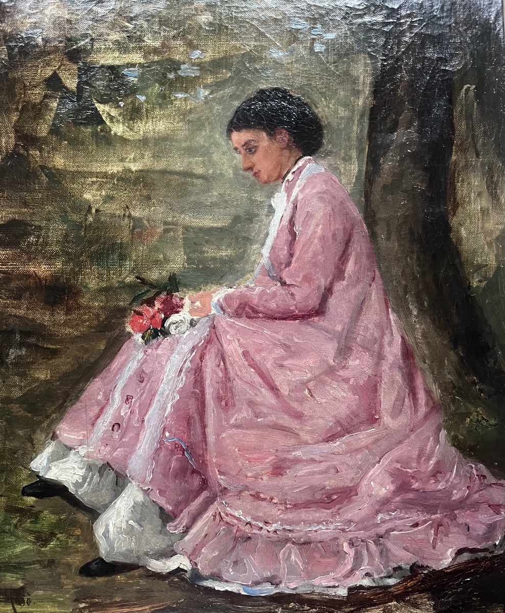 Tableau Espagne  catalan portrait femme peinture signée Felipe Maso 1851-1929