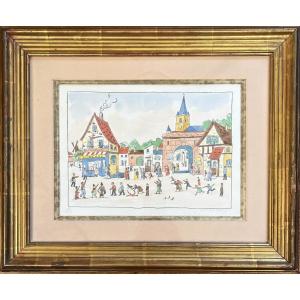 Jean Fous (1901-1971) - Original Lithograph Enhanced With Watercolor, Framed And Signed