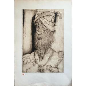 Nicolas Eekman 1889-1973 - Portrait Of Don Quichotte - Original Hand Signed Etching