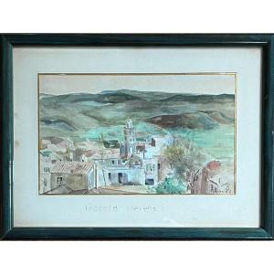 Léopold Stevens (1866-1935) - Algeria Tlemcen Watercolor Landscape From 1883 Signed And Framed