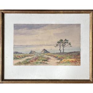  L&eacute;on Hamonet 1877-1953 - Bretagne Marine Paysage Erquy Four &agrave; Boulets Aquarelle Sign&eacute;e