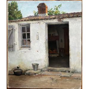 Charles C Perron 1893-1958 - Painting Nantes Realism Country House Oil Signed