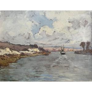 Tableau Art Lorrain Remiremont Vosges Peinture La Seine Conflans Signée 