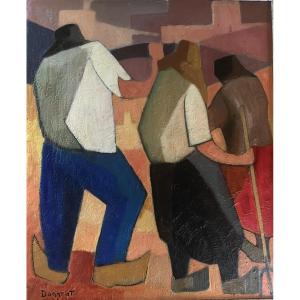 Tableau Les Paysans Proche Toffoli Peinture Signée Pierre Donzelot 