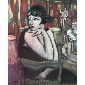 Tableau Kiki de Montparnasse années folles peinture signée Philippe Martinery