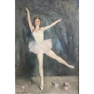 Tableau danse danseuse ballerine  cadre style Louis XV peinture signée Léon Galand