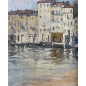Tableau impressionniste marine du sud de la France signée  Émilie Desjeux ( 1861-1957 )