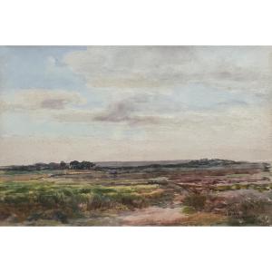 Tableau aquarelle UK paysage signé J Ulric Walmsley 1860-1954