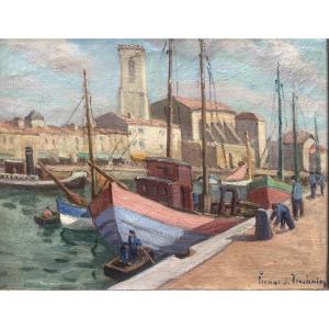 Tableau impressionniste école de Muron marine peinture signée Jean Fernand-Trochain 1879-1969