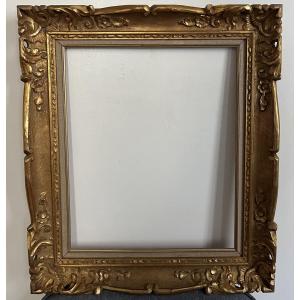Cadre doré en bois style Louis XV pour format standard 8 F 46 cm x 38 cm