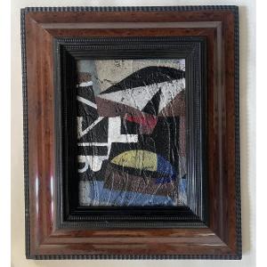 Abstract Painting Featuring A Geometric Composition, Signed By Meyer