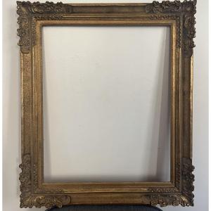 Cadre ancien belle époque à décor floral format standard 12 F : 61 cm x 50 cm