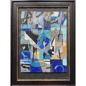 Abstract Painting Featuring A Geometric Composition, Signed By Robert Meyer