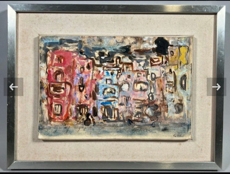 Alexandre Garbell (1903-1970) "city View" Oil On Canvas Signed 18 X 26 Cms-photo-2