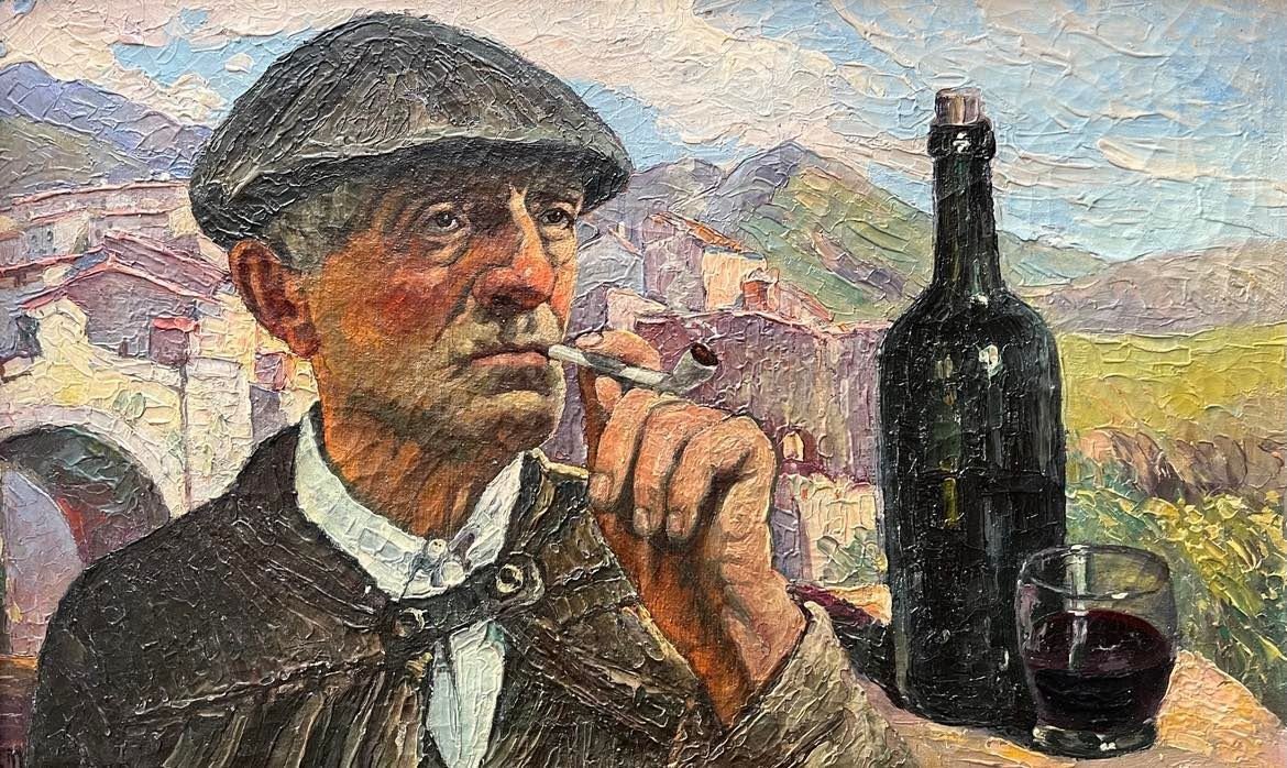 Marcel Poissonnie  "vigneron Basque ” Hst Signée 61 X 38,5 Cms - Vers 1920-1930