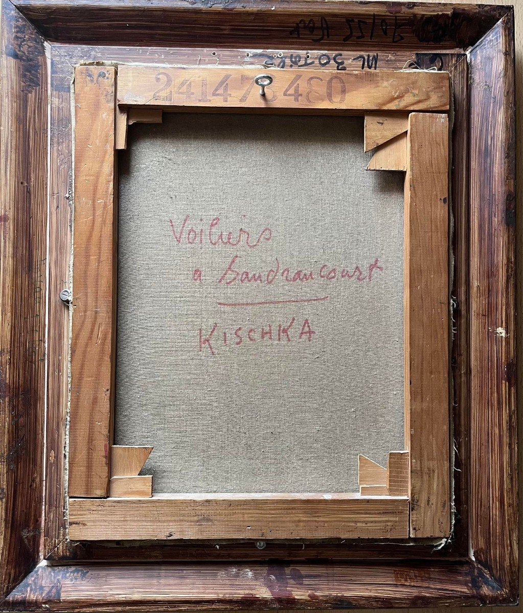 Isis Kischka (1908 – 1973) « Voiliers à Sandrancourt, Yvelines » HST signée, 41x33 cms-photo-3