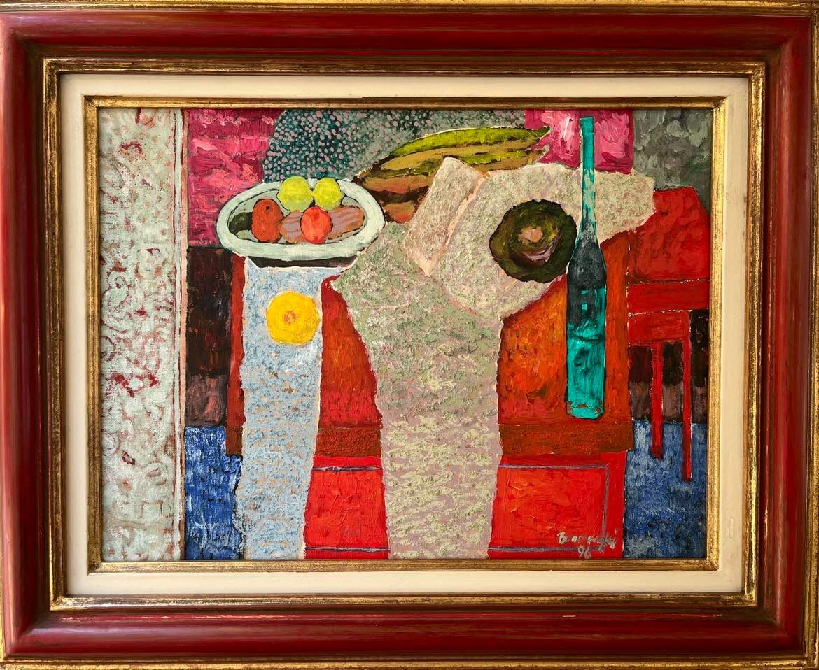 Andrzej Borowski (1969 Zywiec -) Ecole Polonaise contemporaine "Nature morte" HST signée (1986)-photo-2