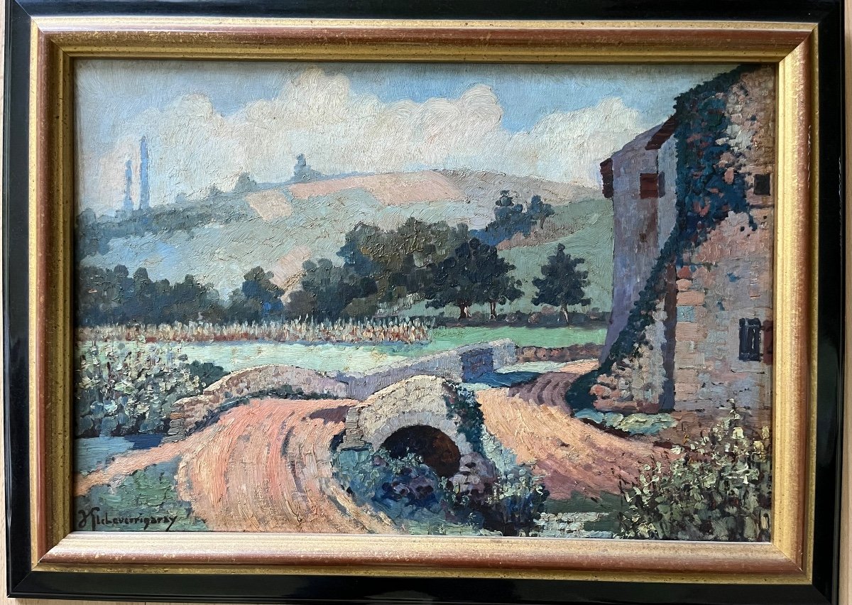 Jean Etcheverrigaray (1877-1952) “old Bridge In The Basque Country” Oil On Panel Signed 55x38-photo-2