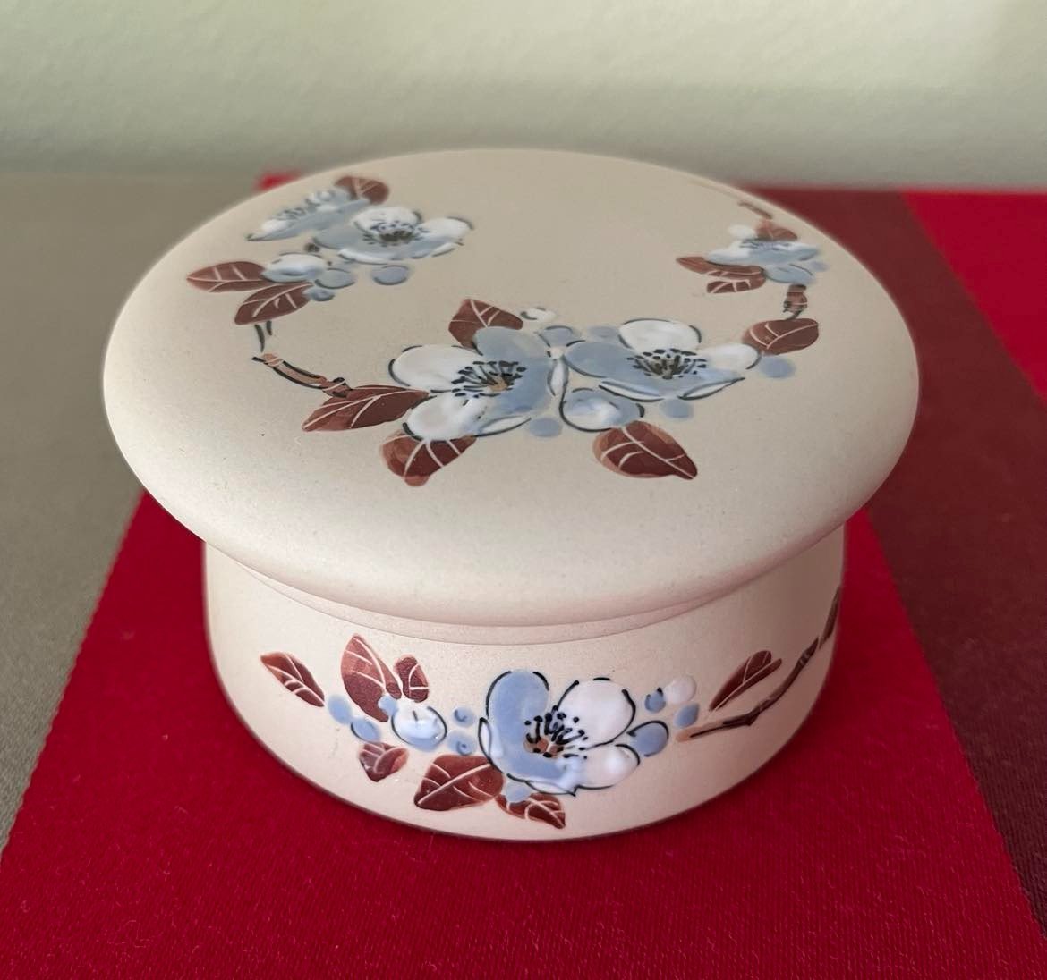 Ciboure, Basque Stoneware, Flowering Branches Candy Box, Rf Stamp, Signed C. Fischer, D: 11 Cm