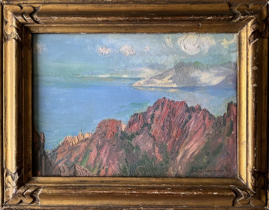 André Lagrange (1889 – 1958) “corsica - View Of The Piana Creeks - 1921” - Oil/panel 24 X 33 Cm-photo-2