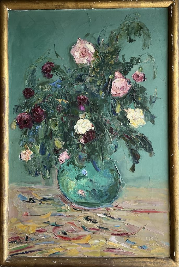 Władimir de TERLIKOWSKI (Poraj 1873 – Paris 1951) Bouquet de roses  HST signée datée 1924 92x60-photo-2
