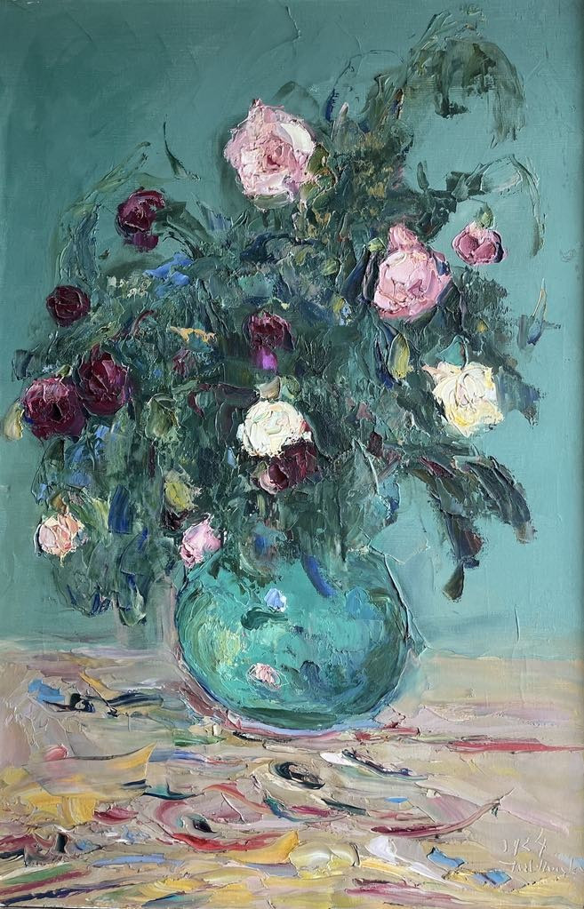 Władimir de TERLIKOWSKI (Poraj 1873 – Paris 1951) Bouquet de roses  HST signée datée 1924 92x60