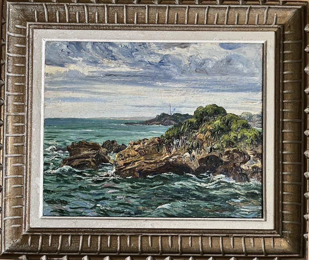 Louis Daran (1881–1969) “rock Of Basta And Lighthouse Of Biarritz” Basque Country (1947) Hsp 38x45cm-photo-2