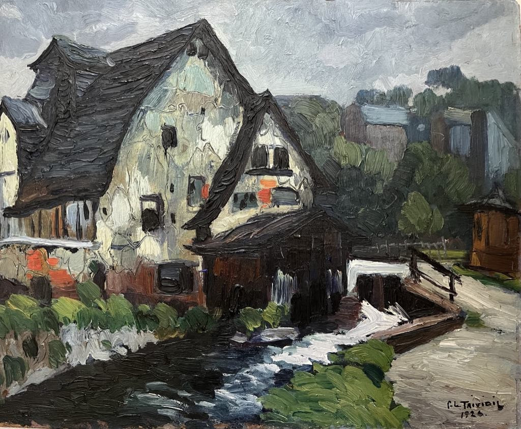 Pierre LE TRIVIDIC (1898 - 1960) - Ecole de Rouen -« Moulin en Normandie »  HSC (1926) 50x61 cm