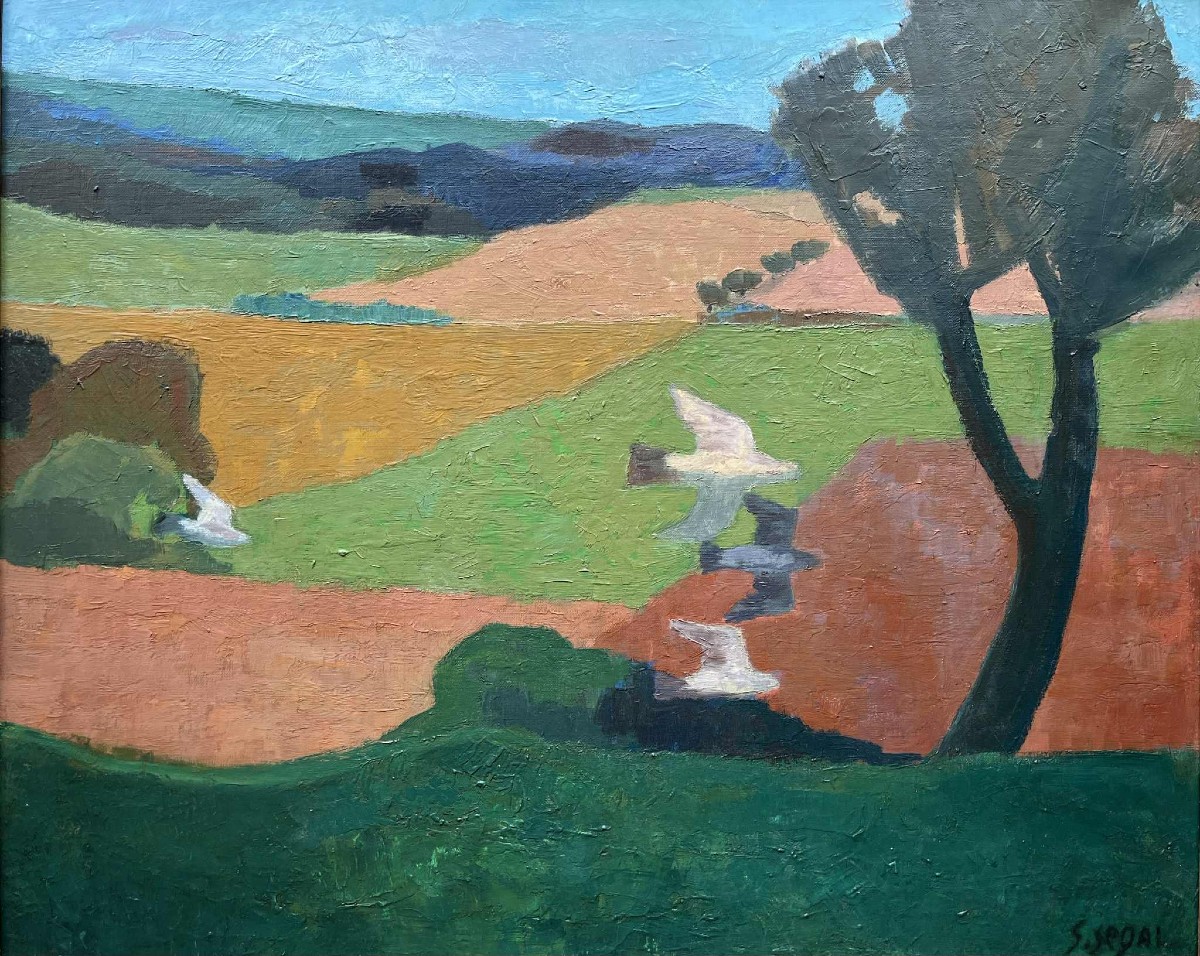 Simon SEGAL (1898 – 1969) - Peintre polonais - "Le vol des oiseaux " HST SBD 60 x 73 cm-photo-2