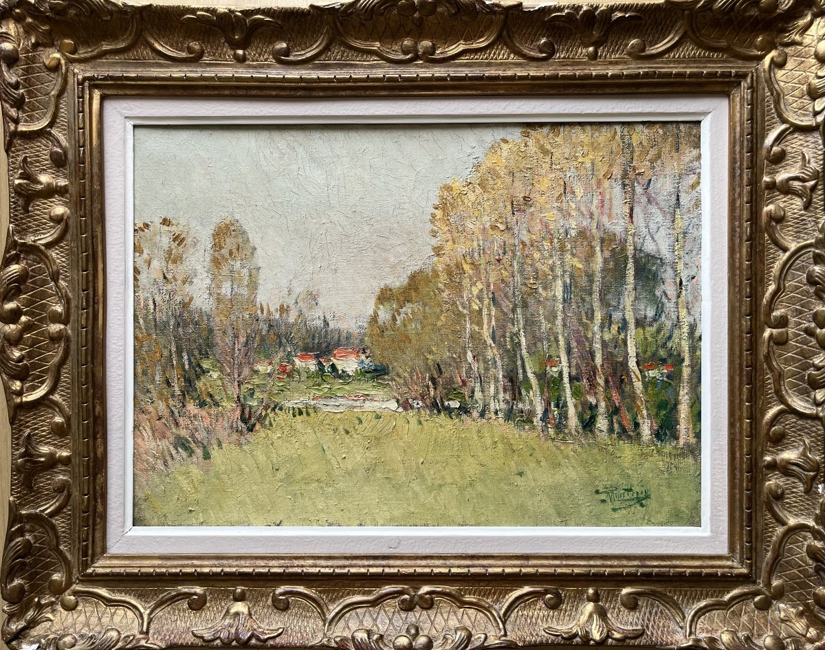 Pierre Eugene Montezin (1874 – 1946) “landscape With Birch Trees” Oil On Canvas 32x44.5 Cm-photo-2