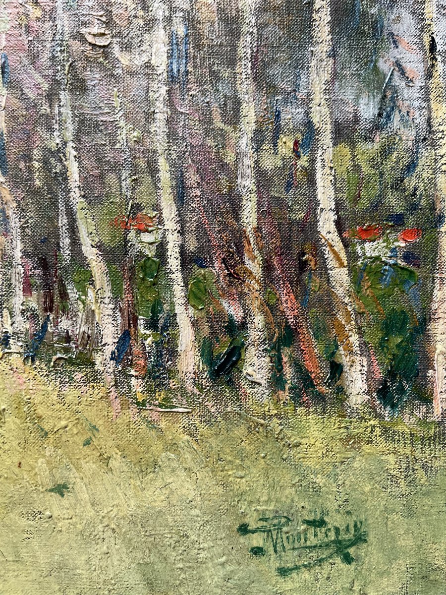 Pierre Eugene Montezin (1874 – 1946) “landscape With Birch Trees” Oil On Canvas 32x44.5 Cm-photo-3