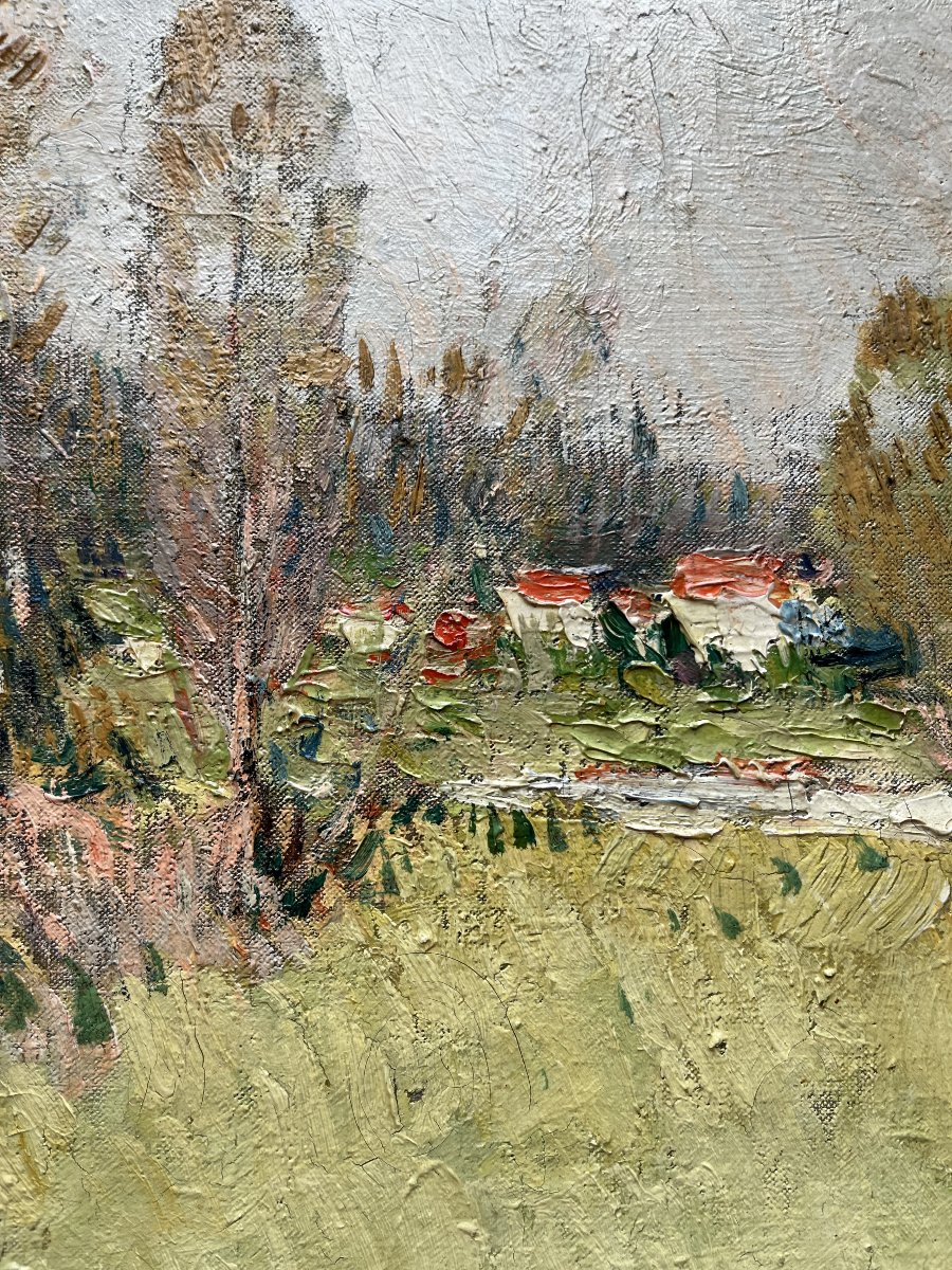 Pierre Eugene Montezin (1874 – 1946) “landscape With Birch Trees” Oil On Canvas 32x44.5 Cm-photo-1