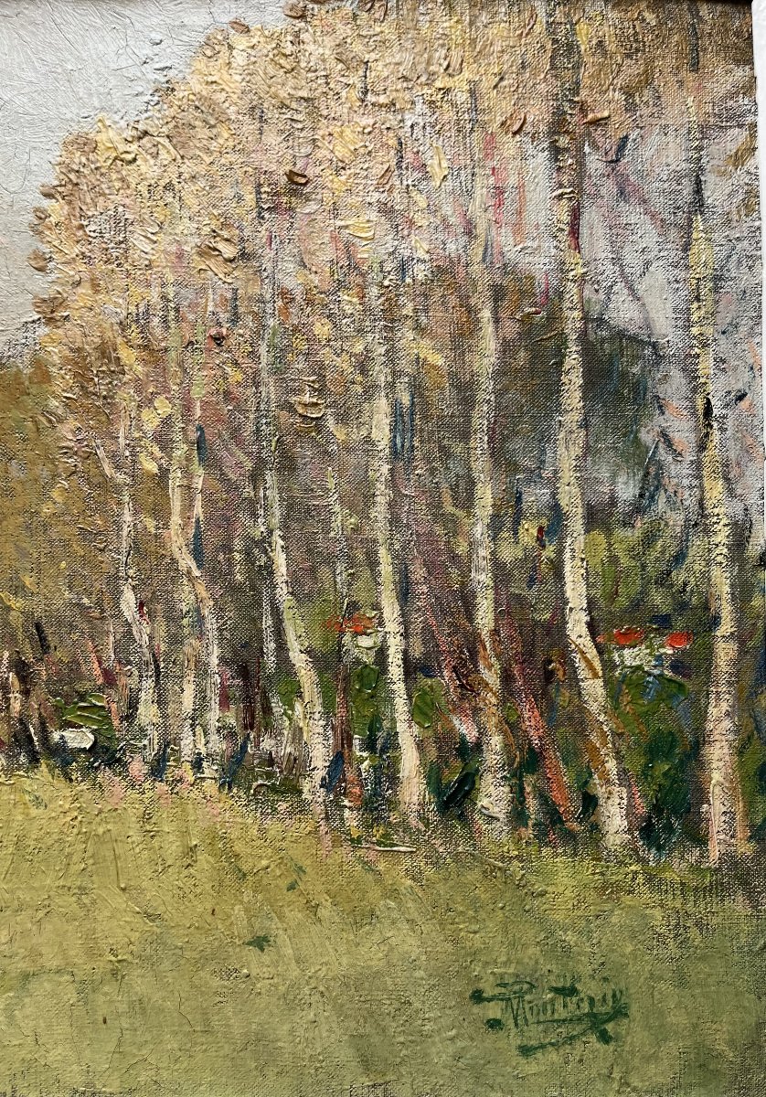Pierre Eugene Montezin (1874 – 1946) “landscape With Birch Trees” Oil On Canvas 32x44.5 Cm-photo-2