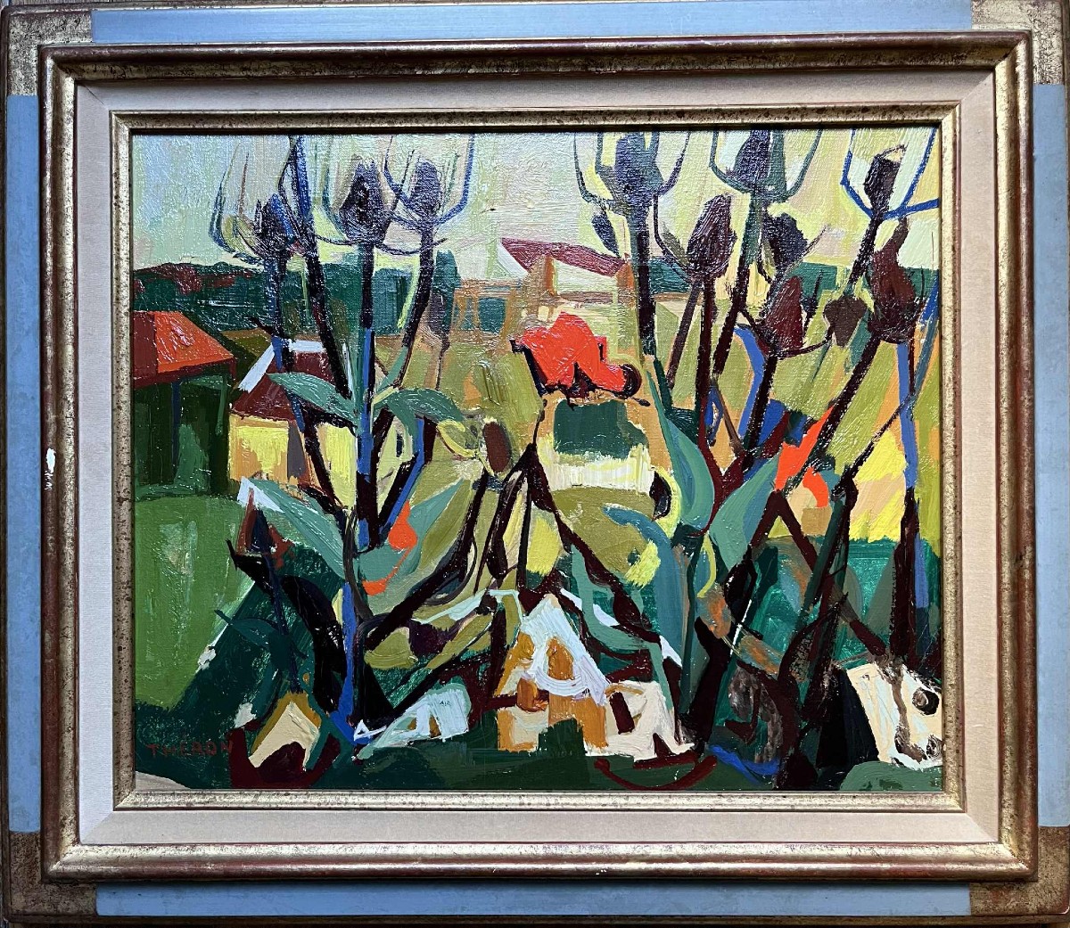 Pierre Theron (1918 – 2001) - "the Thistles" (1960) Oil/canvas, Signed Lower Left , 38 X 46 Cm-photo-2