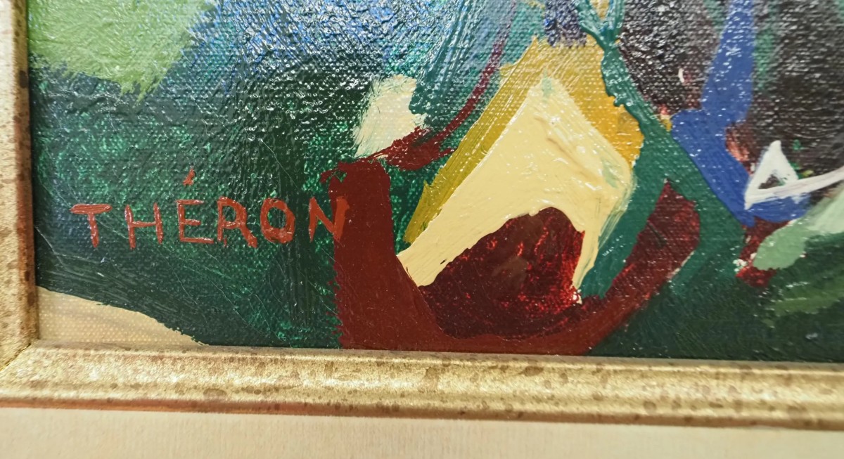 Pierre Theron (1918 – 2001) - "the Thistles" (1960) Oil/canvas, Signed Lower Left , 38 X 46 Cm-photo-3