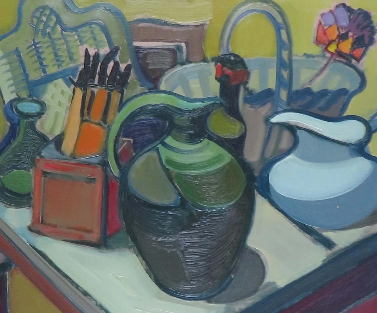 Pierre Sudré (1910 – 1976) - Painter From Bordeaux - "still Life With Brushes" Oil On Hardboard 59x73 