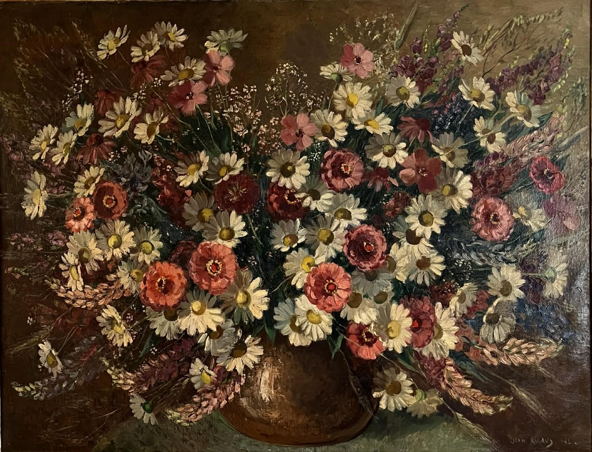 Jean RIGAUD (Bordeaux 1912 - Paris 1999) Fleurs dans un vase HST SBD datée 1942 89 x 116 cm