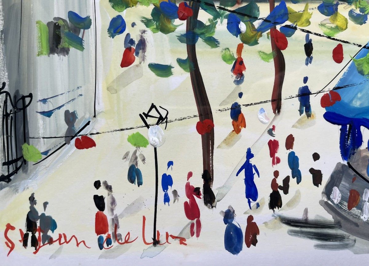 Pito (1924-2000) Place Louis XIV In Saint-jean-de-luz, Basque Country. Watercolor/gouache, 38 X 58 Cm-photo-3