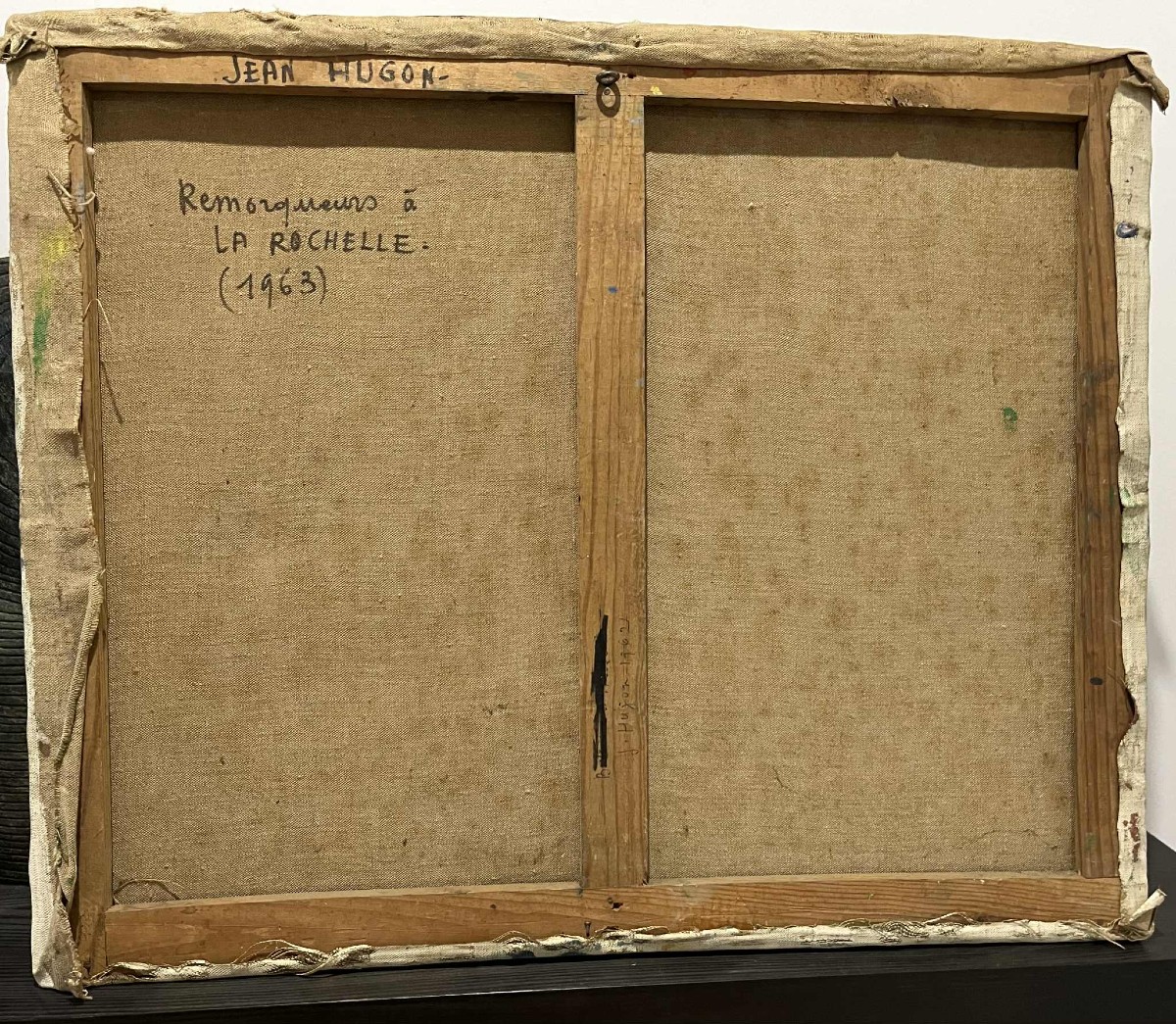 Jean HUGON (1919 – 1990) Peintre Bordelais Remorqueurs à La Rochelle (1963) HST SBD 50 x 61 cm-photo-4