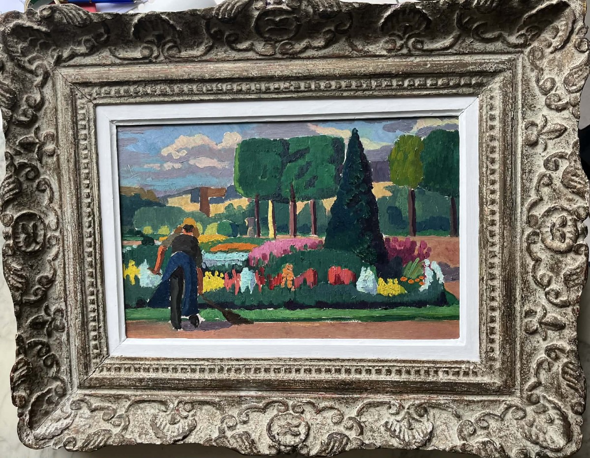 Georges de Sonneville (1889– 1978 ) Le Jardin public de Bordeaux Huile/carton ca. 1914  27x45 -photo-2