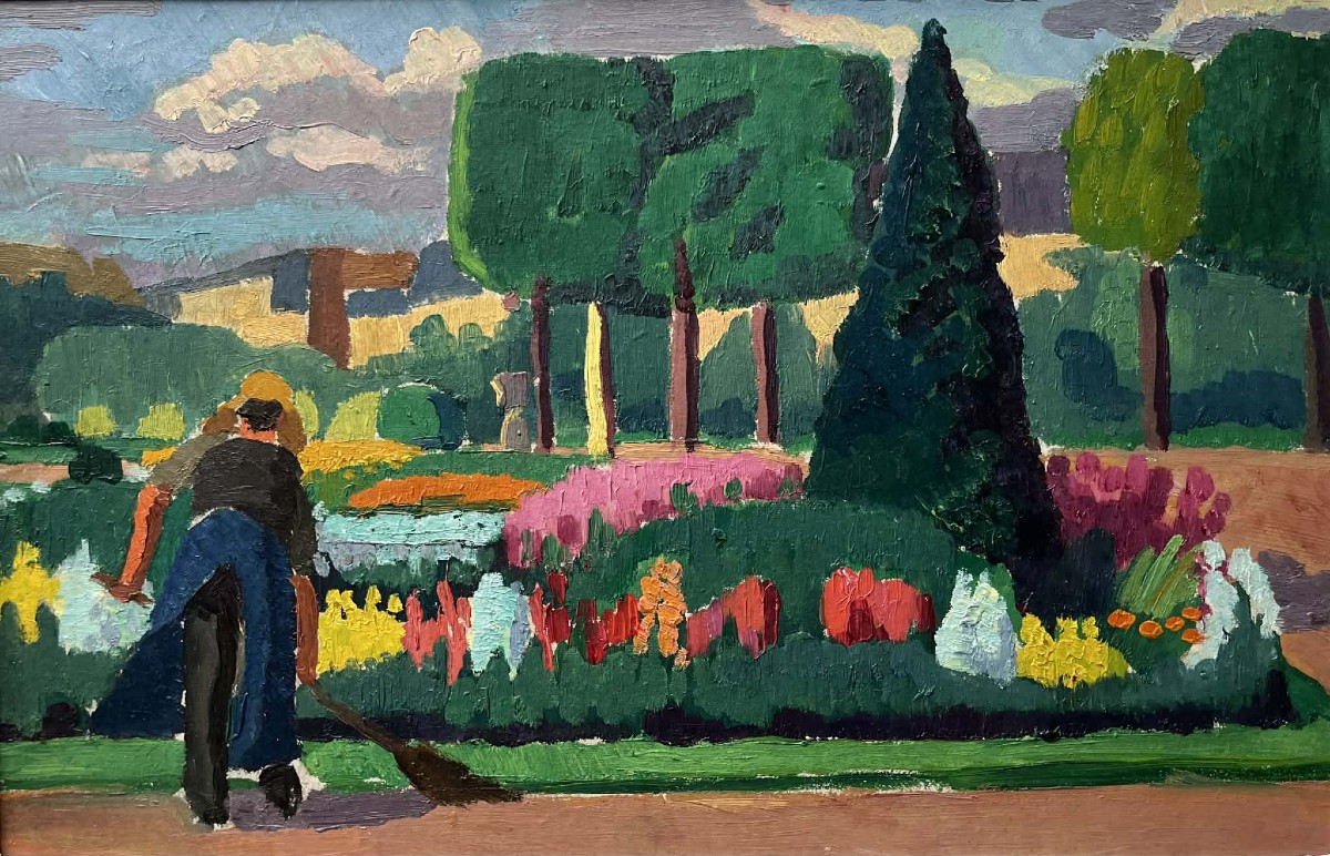 Georges de Sonneville (1889– 1978 ) Le Jardin public de Bordeaux Huile/carton ca. 1914  27x45 