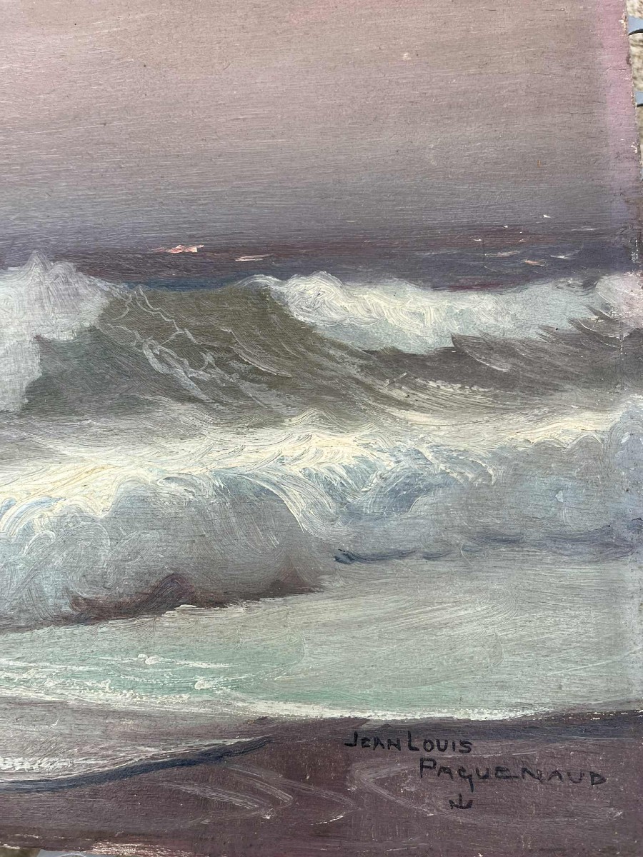 Jean-louis Paguenaud (1876-1952) Painter Of The Navy Wave At Biarritz Basque Country Hsp 38x55-photo-2