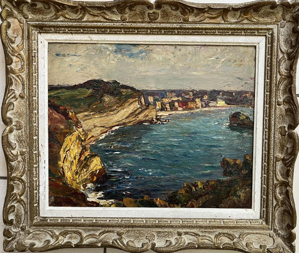 Joseph-victor Communal (1876-1962) View Of Biarritz Basque Country Oil/cardboard 33 X 45 Cm-photo-2