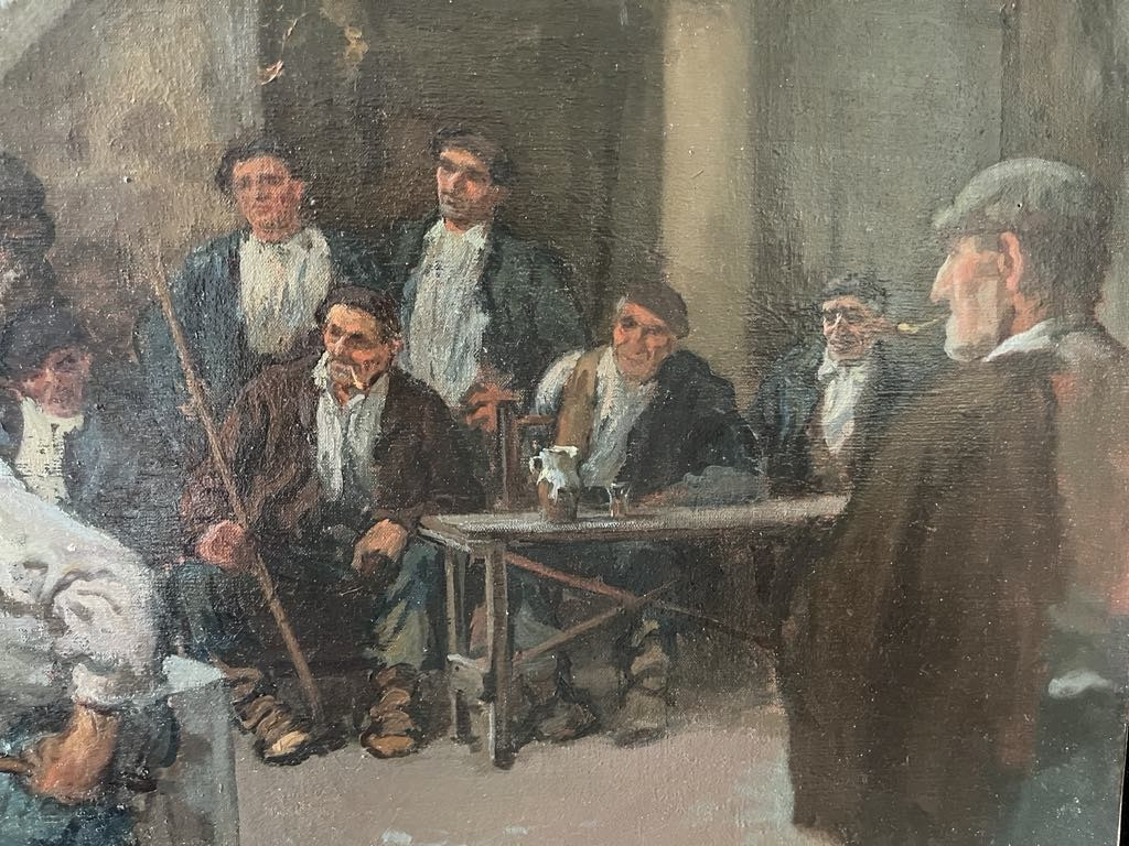Ludovic GIGNOUX (1882 – ?)  Traction de pierre par les bœufs au Pays basque  HST SBG 64 x126 cm-photo-4