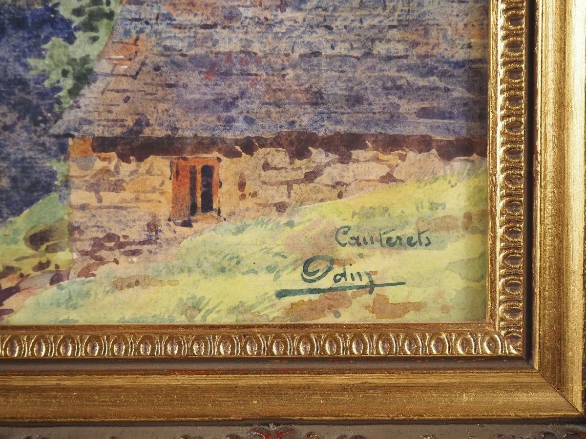  Blanche Odin(1865 - 1957) Cauterets Vallon Du Lutour Pyrénées Watercolor Signed/localized 17x26-photo-3