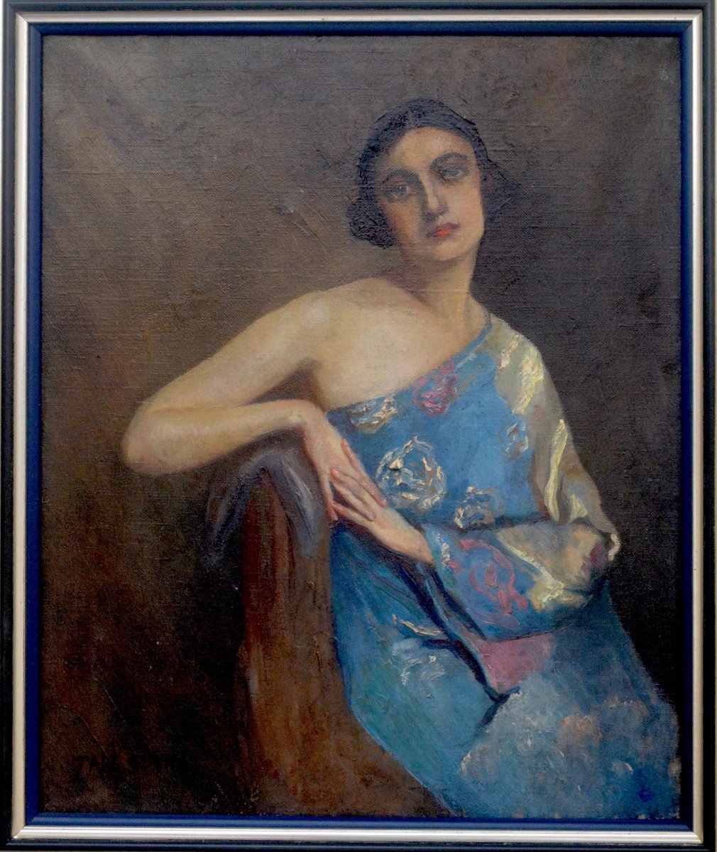 Tadé STYKA (Kielce1889–New York 1954) Peintre Polonais Portrait de Natacha Rambova  HST46x38 cm-photo-2