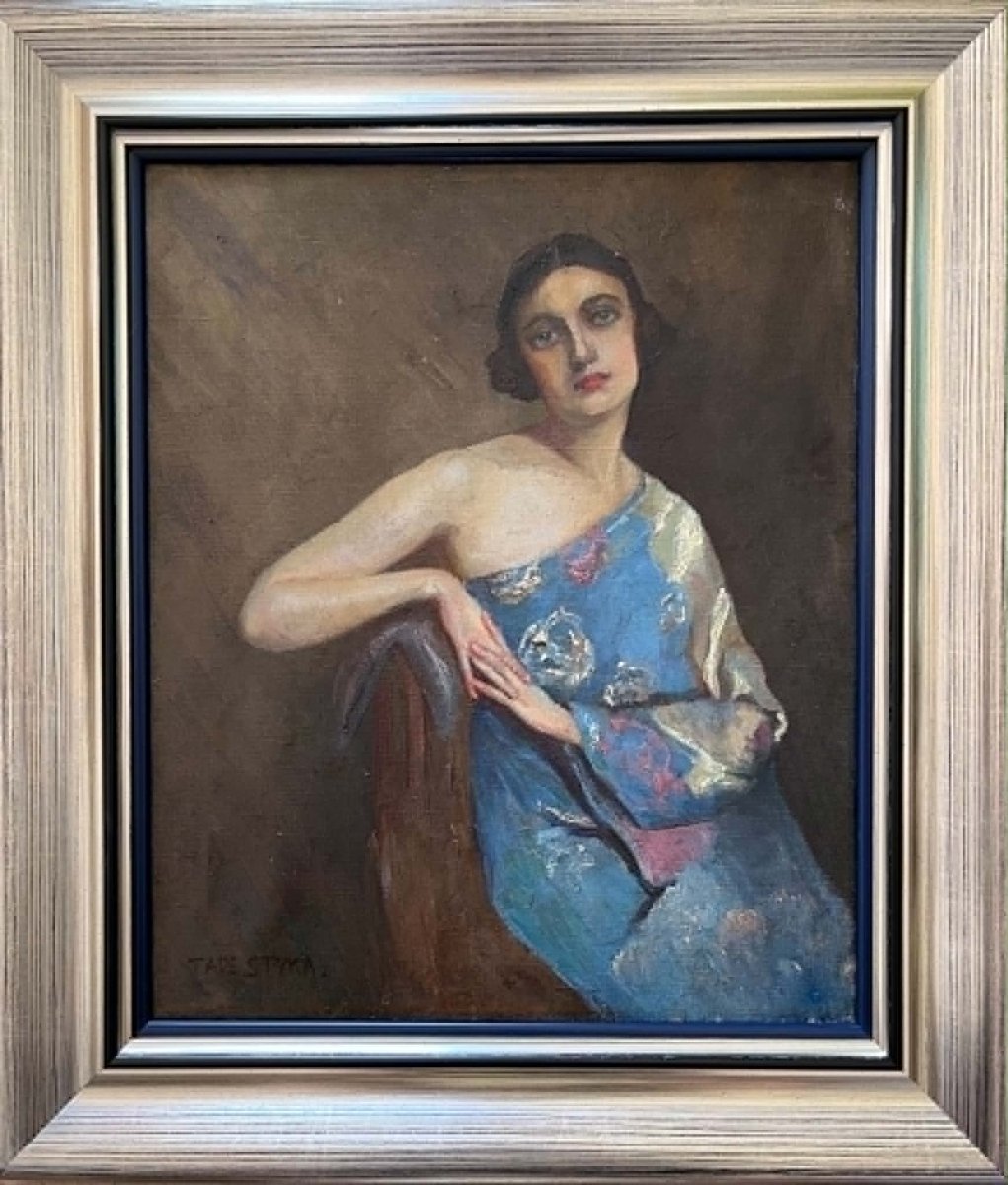 Tadé STYKA (Kielce1889–New York 1954) Peintre Polonais Portrait de Natacha Rambova  HST46x38 cm-photo-2