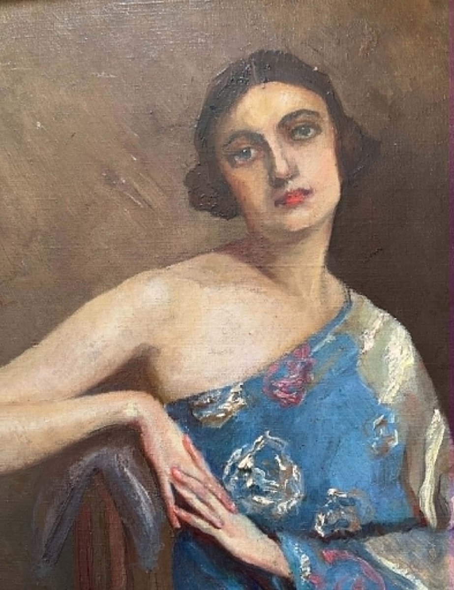 Tadé STYKA (Kielce1889–New York 1954) Peintre Polonais Portrait de Natacha Rambova  HST46x38 cm-photo-3