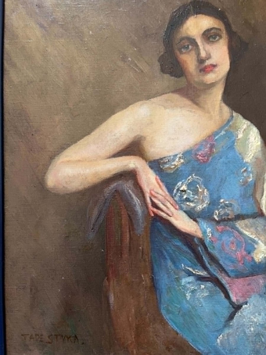 Tadé STYKA (Kielce1889–New York 1954) Peintre Polonais Portrait de Natacha Rambova  HST46x38 cm-photo-5